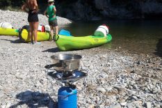 pause café bivouac descente de l’Ardèche en 2 jours