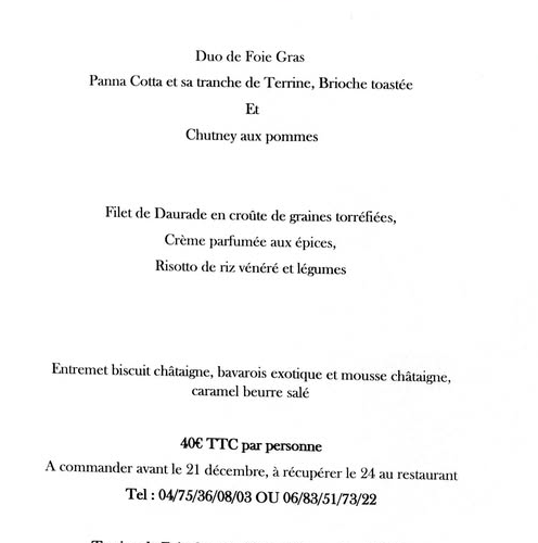 Menu de Noël et  à emporter_Aubenas